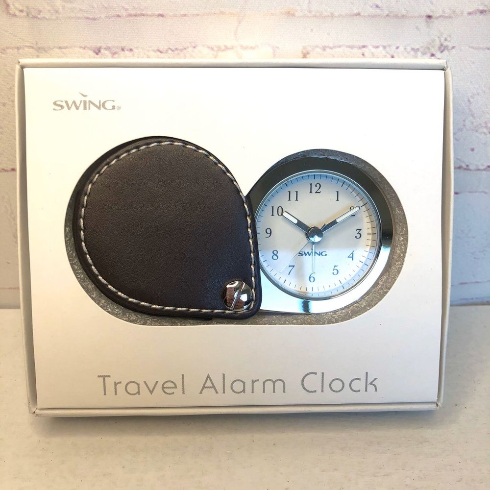 Swing Design Harrison Travel Alarm Clock  case Tourist Pocket Brown